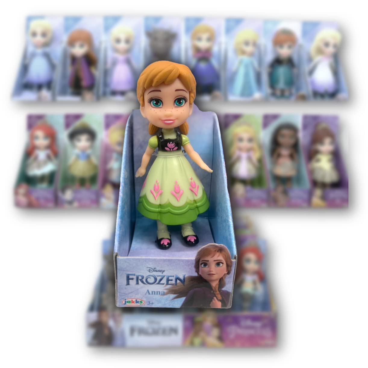 Amarina Packed in Clear Box for Gift Frozen Mini Poseable 3.5 inches Doll Choose from All 14 Style Frozen Characters (Anna Green)