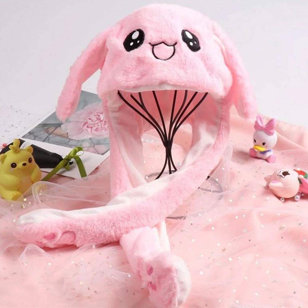 CICITOYWO Funny Plush Bunny Hat Ear Moving Jumping Rabbit Fun Cute Animal Flap Cap Unisex for Women Girls Children Party Holiday Halloween Christmas
