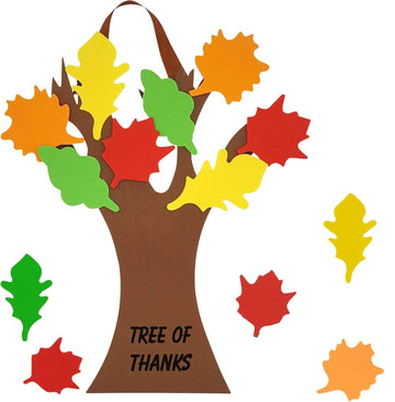4E's Novelty Tree Craft Kit 4-Pack, Foam, Self-Adhesive - 11” Thanksgiving Craft, Ideal for Fall Crafts for Kids Perfect Gratitude Kit with Leaves