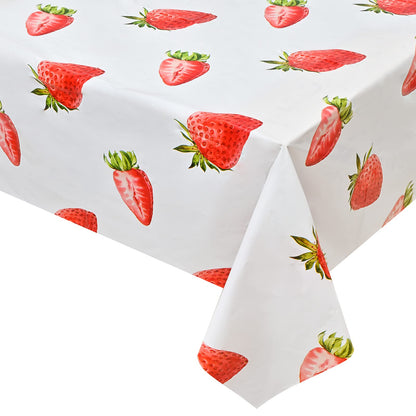 Lecferrarc 2 Pcs Strawberry Tablecloth Strawberry Plastic Table Covers 87 x 51 Inches Tablecovers for Birthday Party Supplies