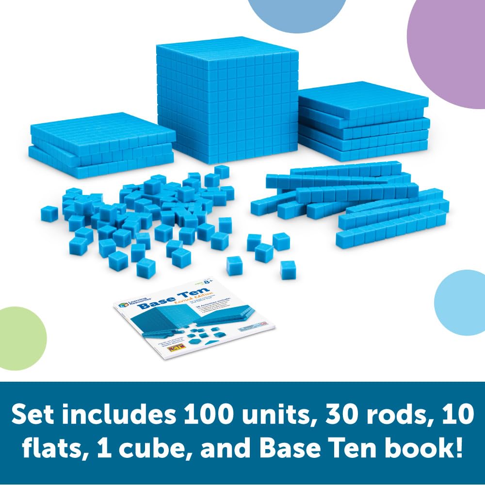 Learning Resources Plastic Base Ten Starter Set - 1st Grade Math Manipulatives for Elementary School Classroom, Learn Place Value, Base 10 Blocks