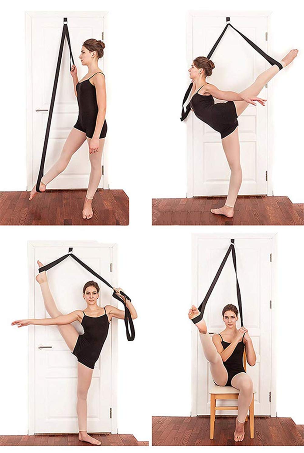 Xemz Leg Stretch Strap, Adjustable Leg Stretcher Band w/Door Anchor, Improve Leg Stretching Door Flexibility Trainer, Home Stretching Equipment