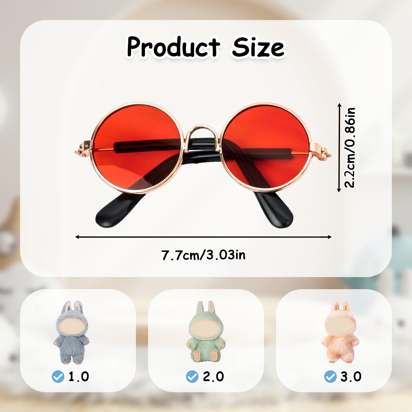 5pcs Doll Glasses, 5 Colors Plastic Dress up Eyeglasses for lububu(No Doll)
