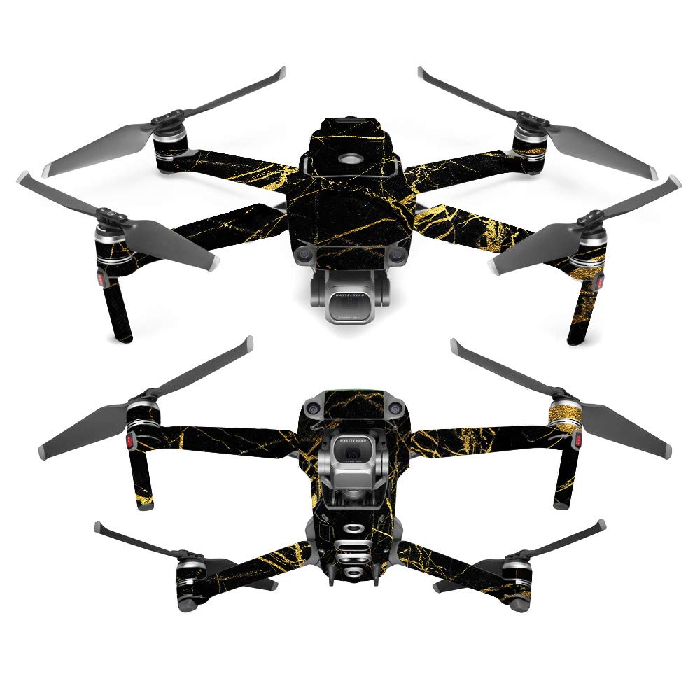 MightySkins Skin Compatible with DJI Mavic 2 Pro or Zoom - Black Gold Marble | Protective, Durable, and Unique Vinyl Decal wrap Cover | Easy to Apply
