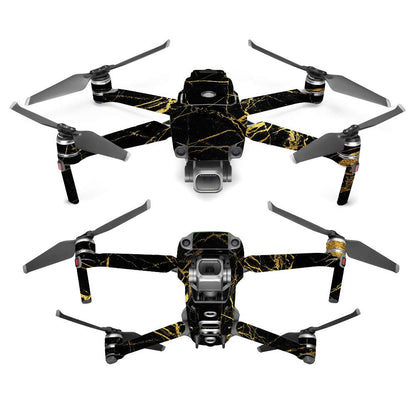 MightySkins Skin Compatible with DJI Mavic 2 Pro or Zoom - Black Gold Marble | Protective, Durable, and Unique Vinyl Decal wrap Cover | Easy to Apply