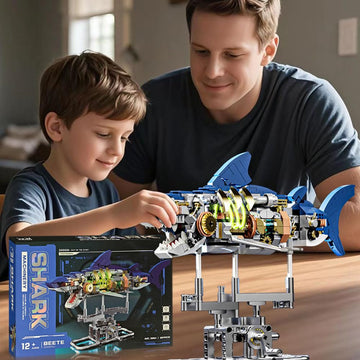 RyovSeno Mechanical Shark 687 PCS Building Set,Ideas Ocean Animal Building Block Toy with LED Lighting and Rotatable Link Components,Home Decor Gift