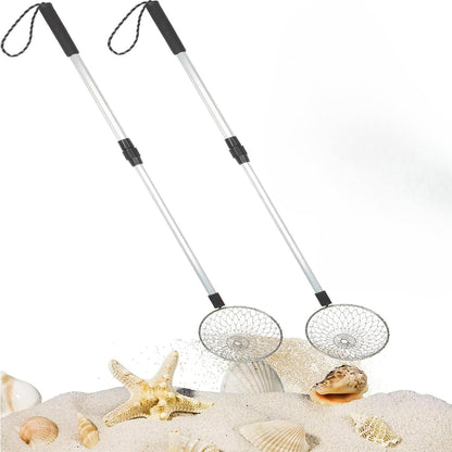 OVRRCSME 2 Pcs Beach Sand Sifter, Shark Teeth Sifter Shell Shovel Rock Scooper with Beach Scoop Shovel and Sifter Tool for Picking Up Shells