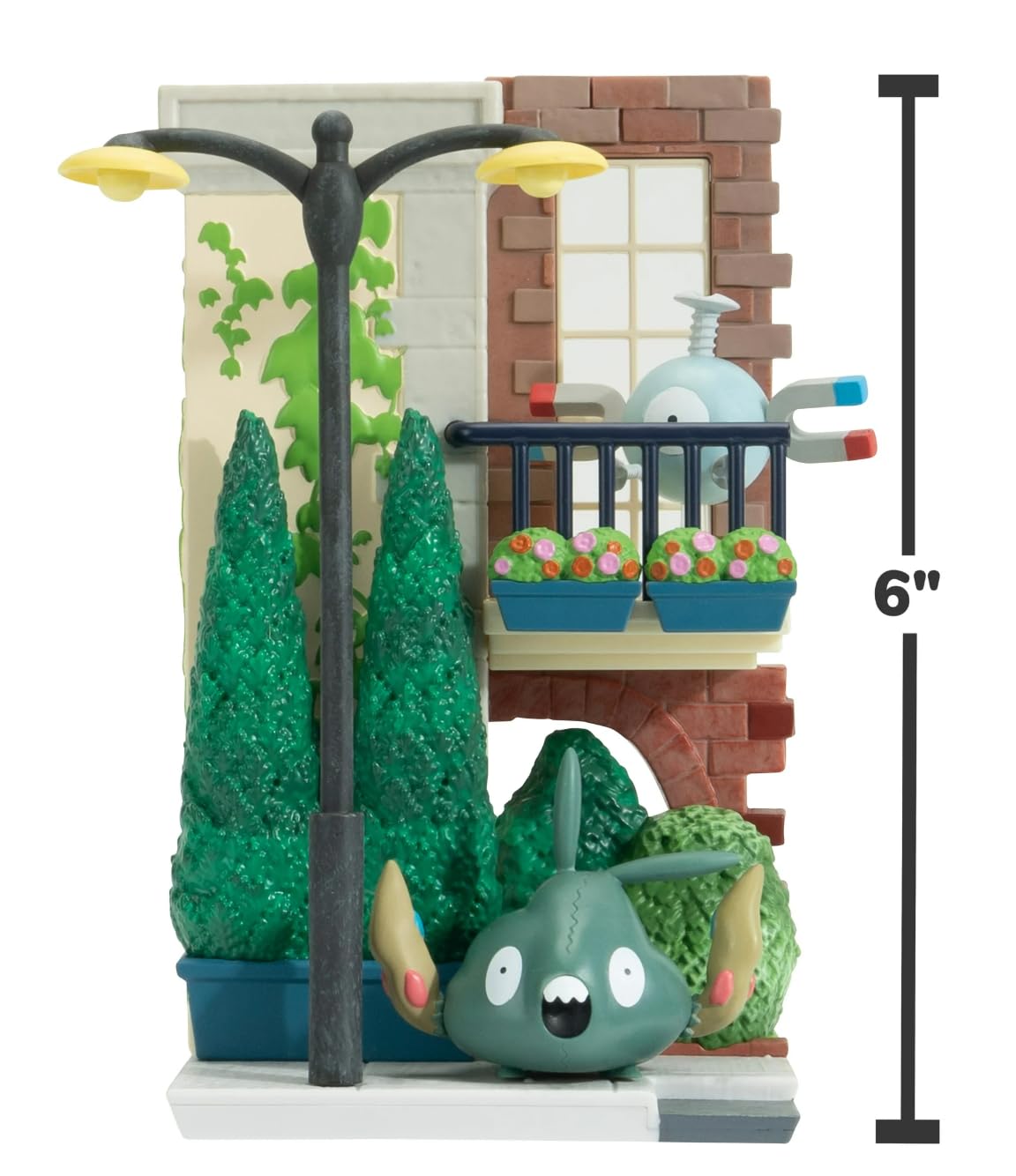 Jazwares Pokémon Select City Street Environment Set - 6-Inch Multi-Level Display Diorama with Magnemite & Trubbish 2" Battle Figures (Official