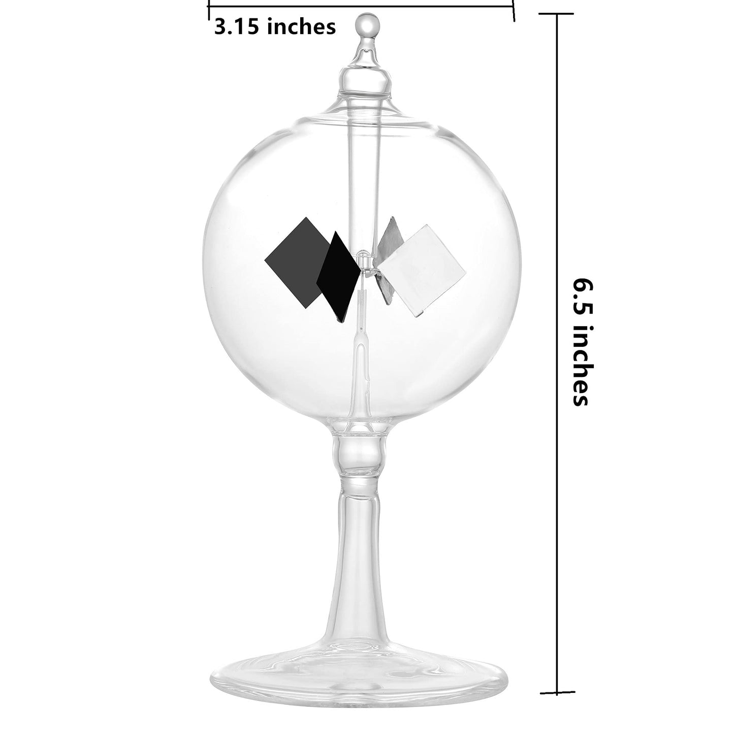 Yiluren Solar Crookes Radiometer Glass Windmill Handmade for Party Home Decoration Gift L (Transparent)
