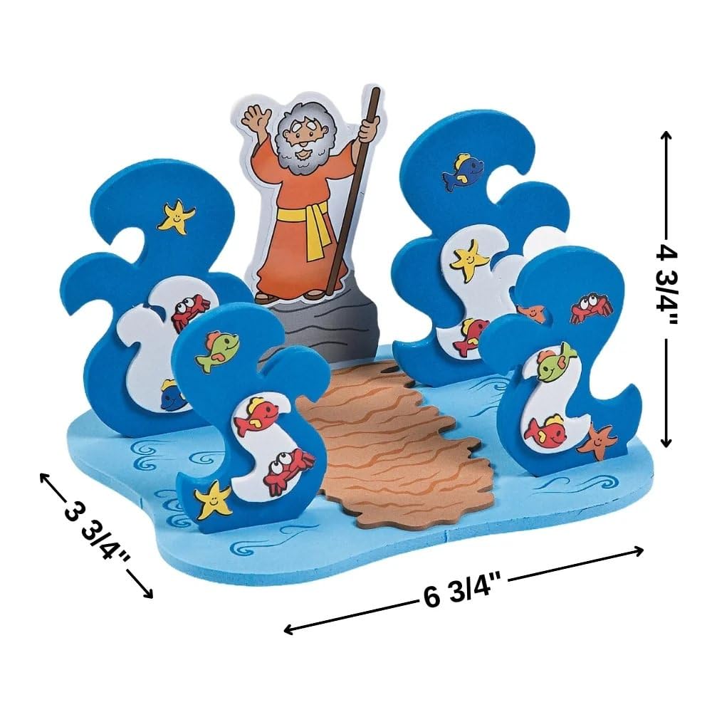 Fun Express 3D Floating Parting of the Red Sea Craft Kit - 6 3/4' x 3 3/4' | Foam - Multicolor | Pack of 12