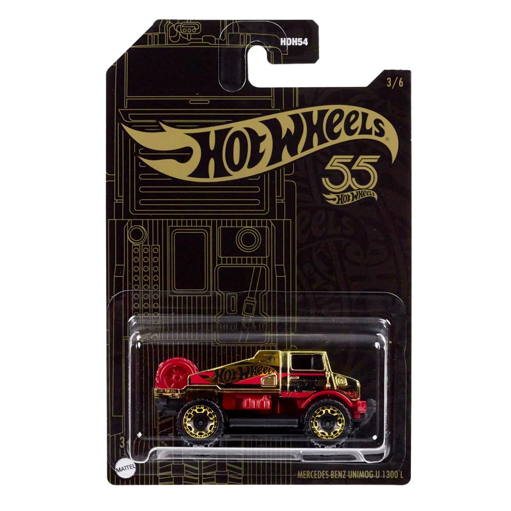 Hot Wheels Die-Cast Collectible Vehicle - 55th Anniversary Black and Gold Edition ~ Inspired by Mercedes-Benz Unimog U 1300 L Truck ~ 3/6