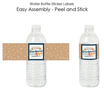 Big Dot of Happiness Happy Grandparents Day - Grandma and Grandpa Party Water Bottle Sticker Labels - Set of 20