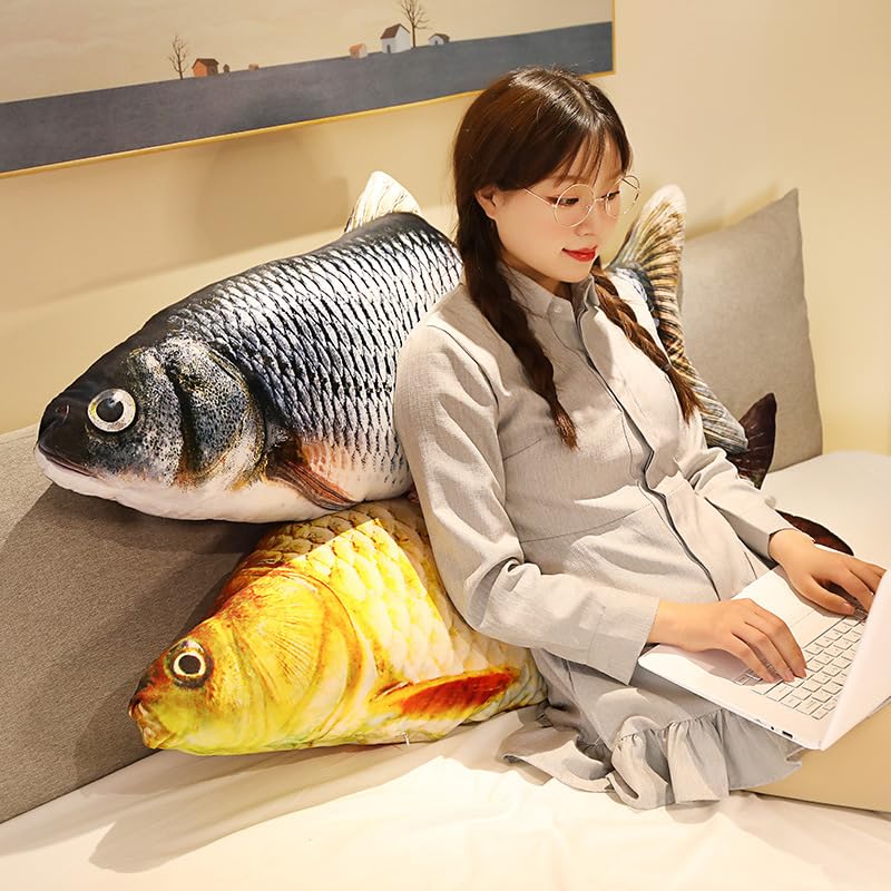 XIYUAN 31.5Inch Simulation Fish Plush Toy Pillow Soft Fish Stuffed Animal Toy Grass carp Cushion Throw Pillow Kids Stuffed Plush Pillow Stuffed Toy