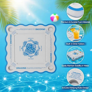 fisdpopar Floating Mahjong Table for Pool, Waterproof Floating Game Board Double-Sided for Mahjong & Poker, Floating Card Table for Pool, Domino