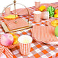 Gatherfun Disposable Paper Napkins 3-ply Orange and White Gingham Beverage Napkins for Dinner, Picnic, Birthday Party?6.5X6.5 in, 50-Pack)