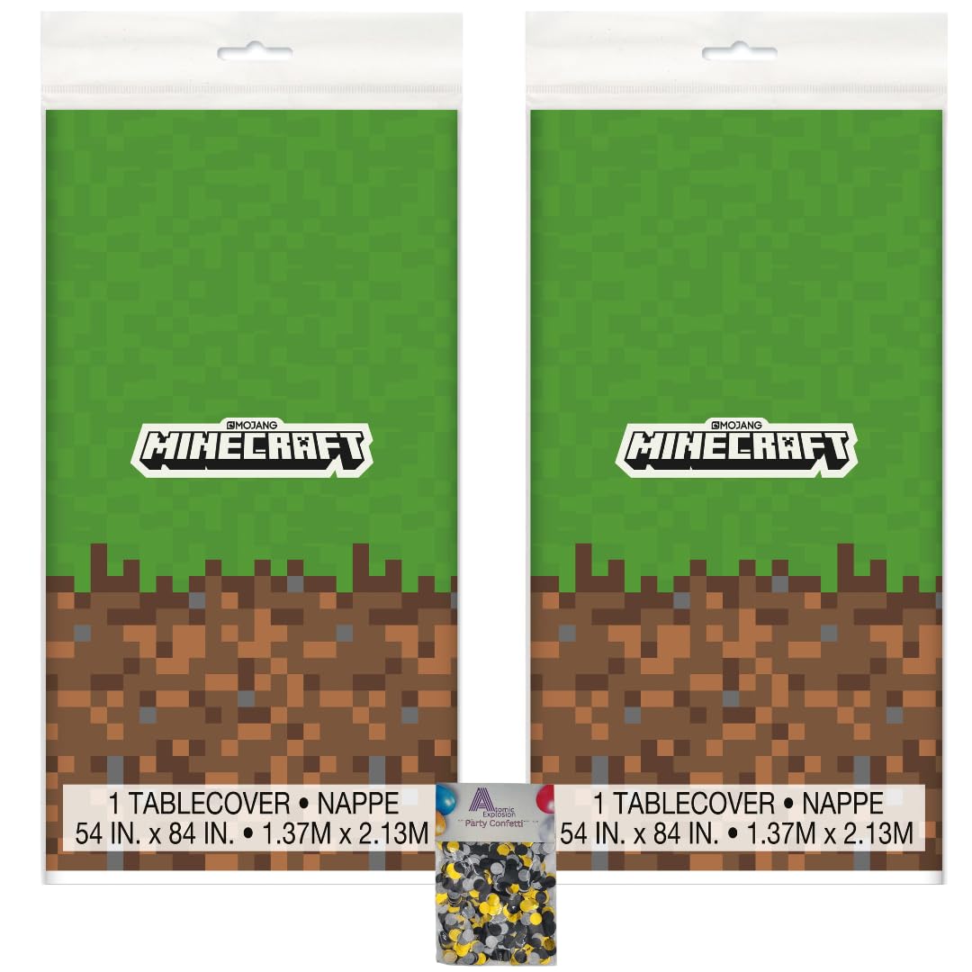 Unique Minecraft Party Supplies Includes Minecraft Tablecovers and Confetti to Set the Perfect Backdrop for Your Minecraft Birthday Party