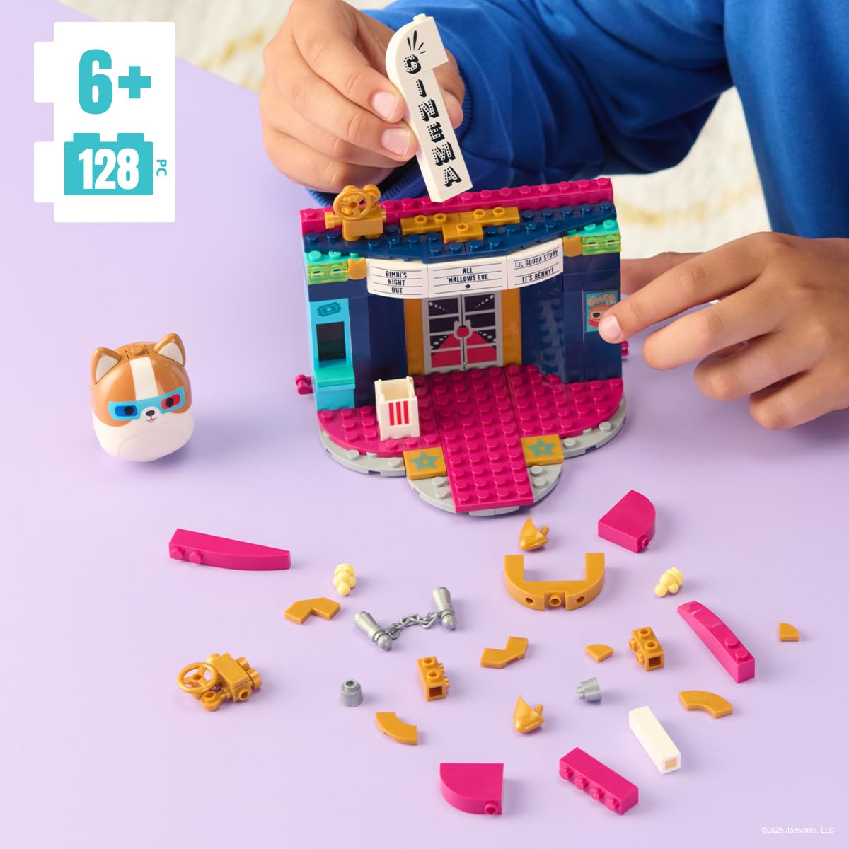BLDR Squishmallows Reginald at the Movies Building Set - Reginald the Corgi Buildable Figure - Squishmallows Fans 8+, 0093
