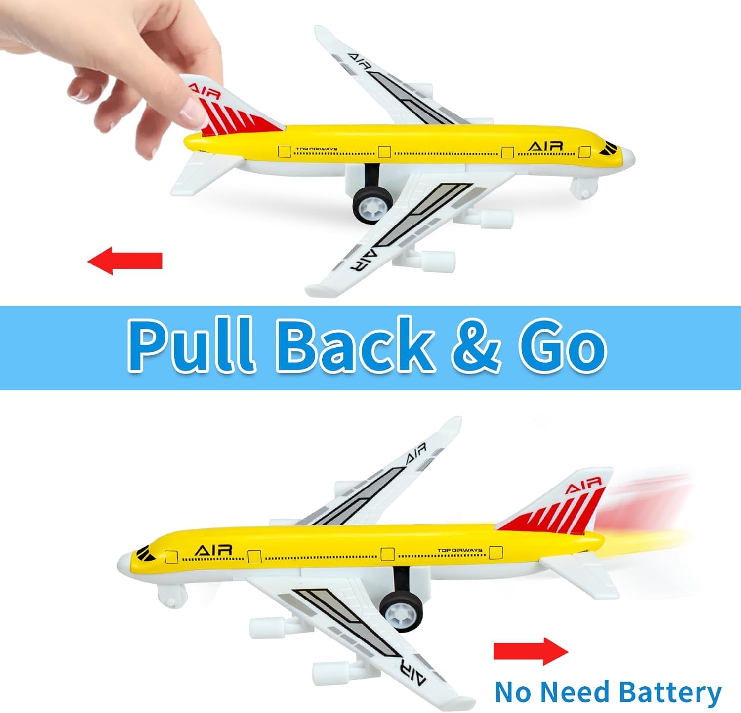 QUANA Airplane Toys 4 Pack, Toy Planes for Boys Age 3 4 5 6 7 8-12, Pull Back Alloy Planes Diecast Airplanes Model, Aeroplane Airlines Toy Plane