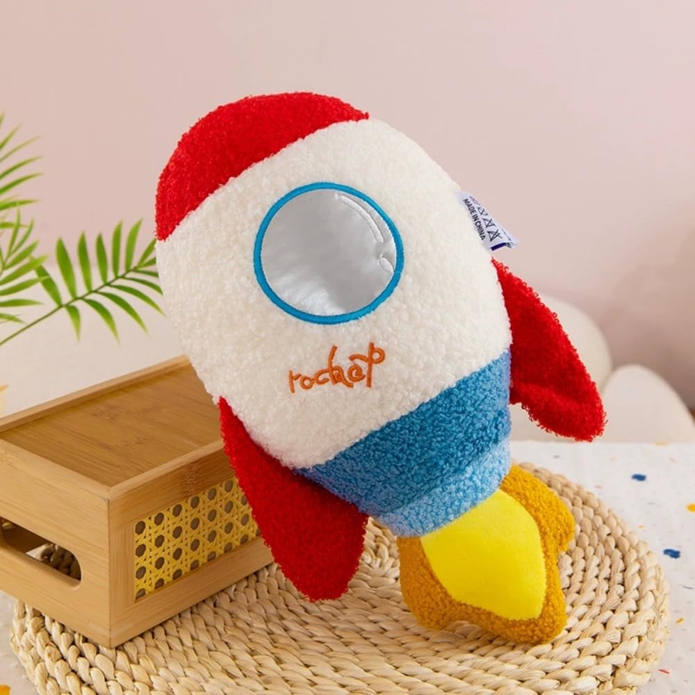 Xshelley 13.7 inch Rocket Shape Plush Toys Pillow, Rocket Ship Stuffed Plush Doll,Living Room Sofa Bedroom Decorative Children's Birthday Gift