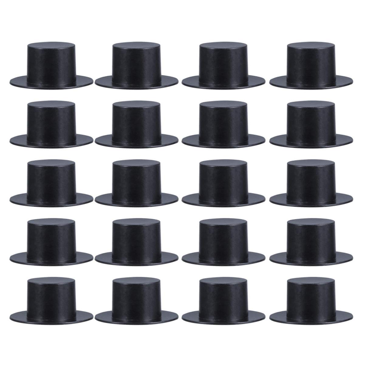 NUOBESTY 50pcs Mini Plastic Top Hats Black Snowman Hats Christmas Wine Bottle Decor Party Supplies