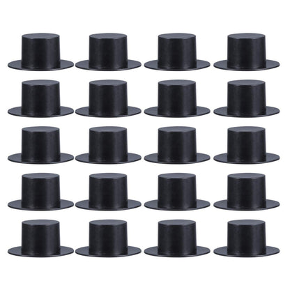 NUOBESTY 50pcs Mini Plastic Top Hats Black Snowman Hats Christmas Wine Bottle Decor Party Supplies
