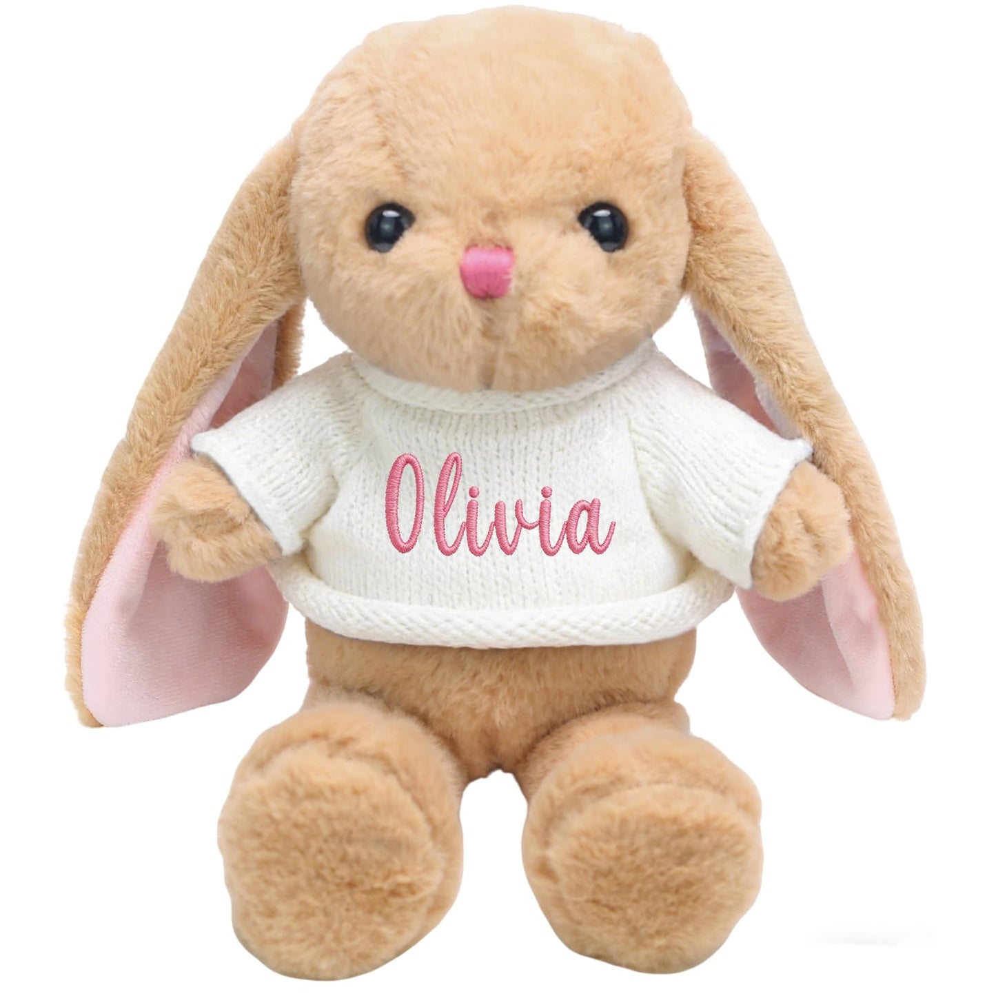 aoemgnj Personalized Easter Bunny, 12 Inch Custom Soft Plush Stuffed Animal Toy, Perfect Easter Basket Stuffer for Baby Shower, Birthday Gifts