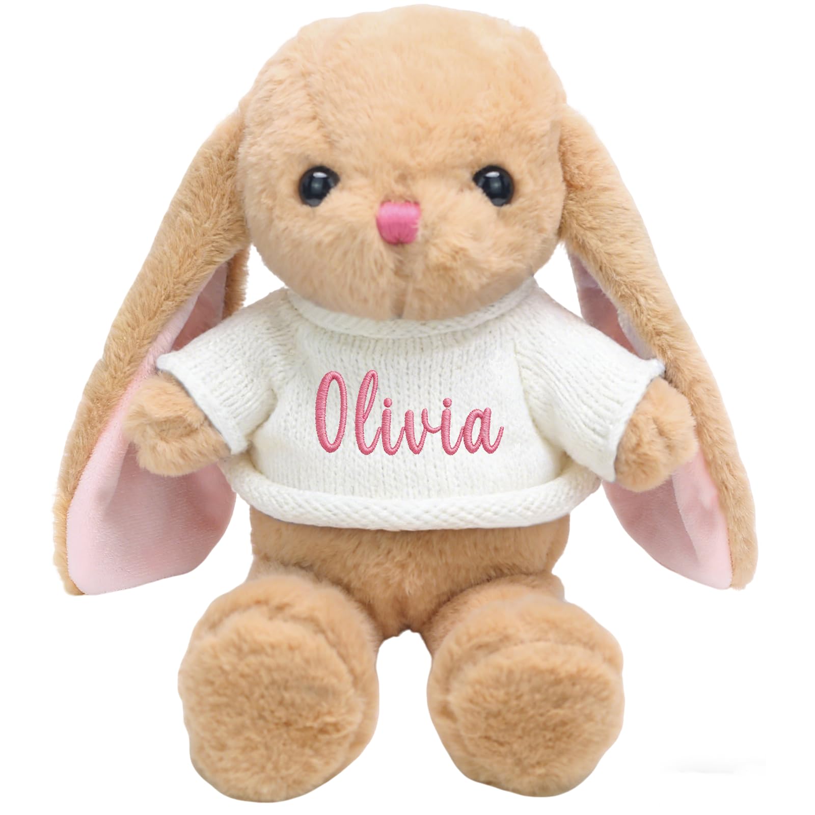 aoemgnj Personalized Easter Bunny, 12 Inch Custom Soft Plush Stuffed Animal Toy, Perfect Easter Basket Stuffer for Baby Shower, Birthday Gifts