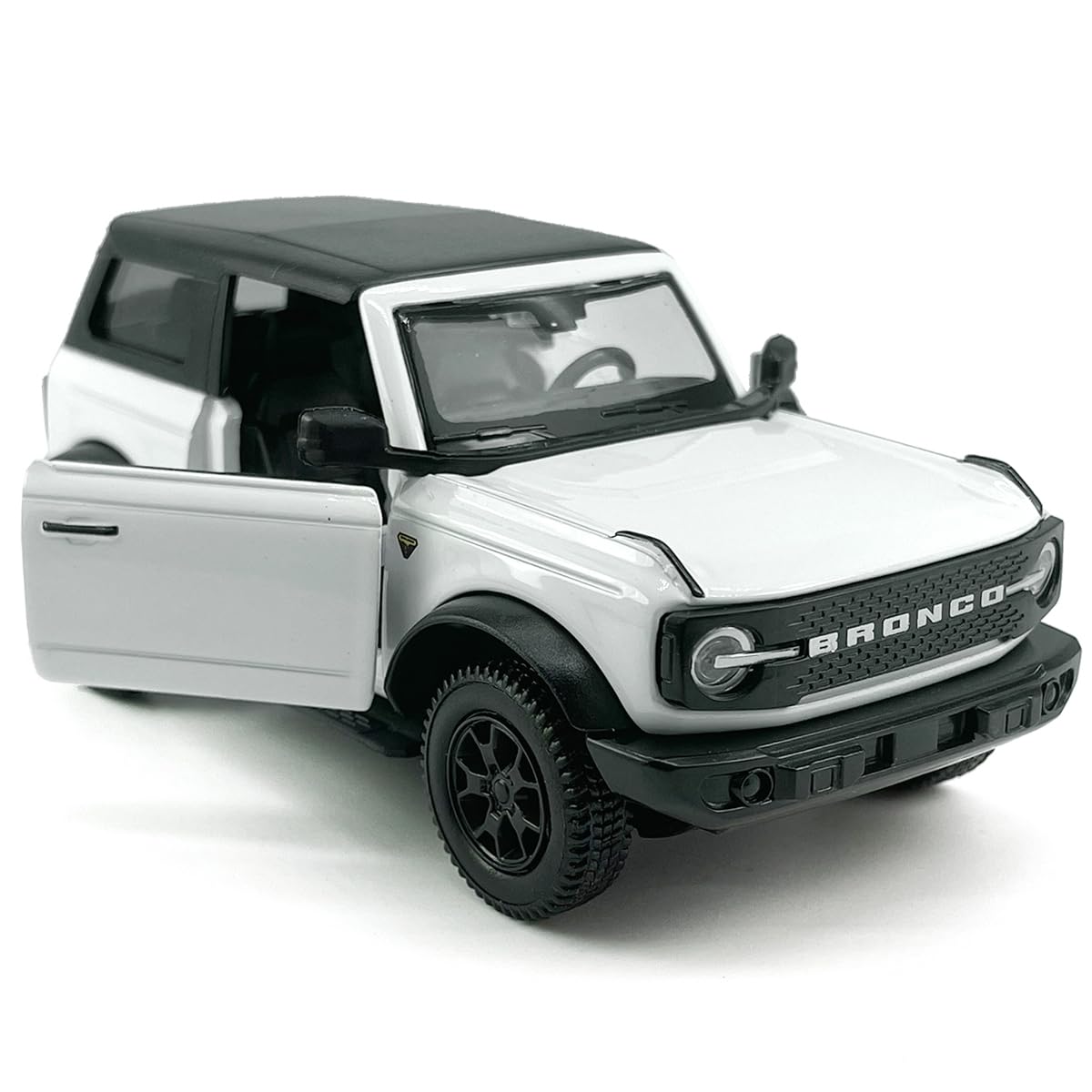 2-Door Bronco Badlands Model Car 1/36 Scale Diecast Toy Cars Metal Alloy Children’s Vehicles, Pull Back Doors Open, Black Rim, Mens Collection, Kids