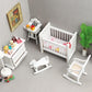 White Wooden Nursery Bedroom (5pcs) 1:12 Scale Dollhouse Furniture,Non-Toxic Paint