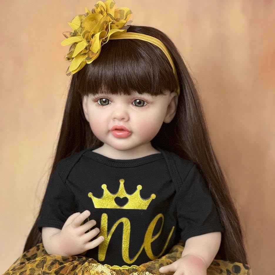 GUESSBELLY Lifelike 55 CM Full Soft Vinyl Body Reborn Baby Realistic Girl Doll 22 Inch Princess Toddler Art Bebe Birthday Gifts for Child