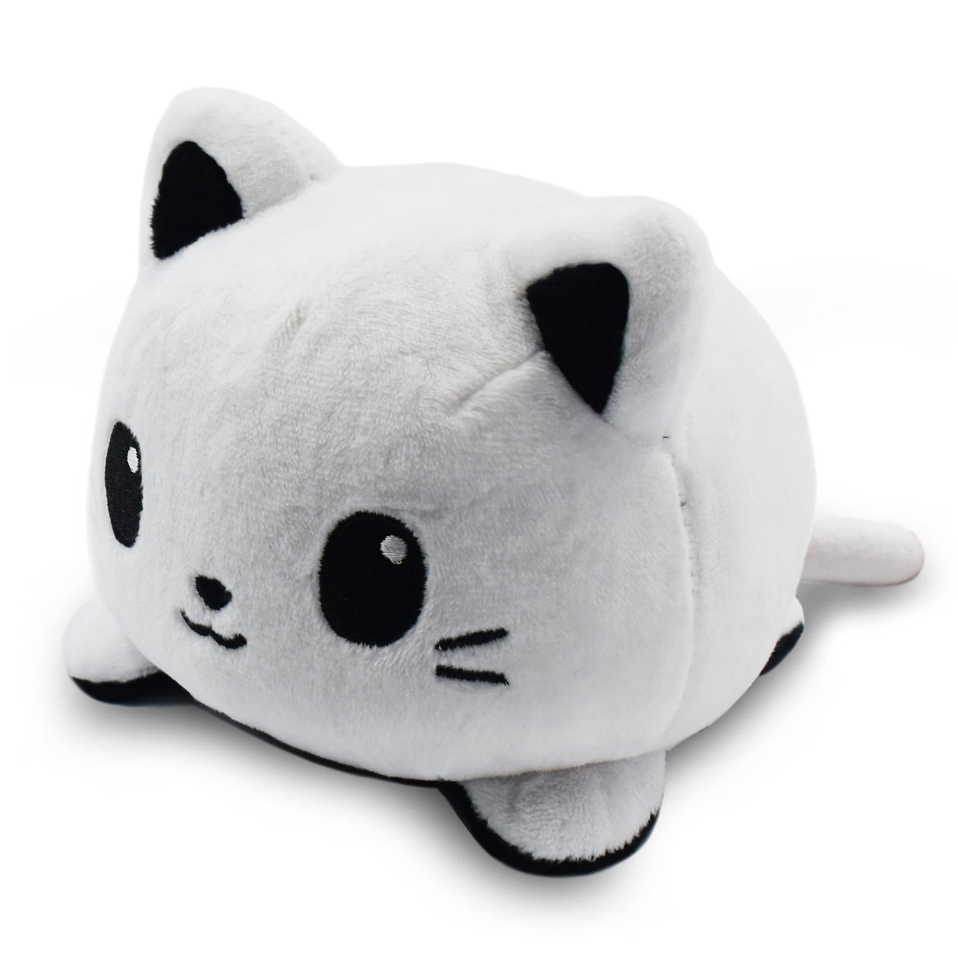 TeeTurtle - The Original Reversible Cat Plushie - White + Skeleton - Glows in the Dark! - Cute Sensory Fidget Stuffed Animals That Show Your Mood