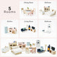 Le Toy Van - Wooden Dolls House Full Starter Furniture & Accessories Play Set for Dolls Houses | Girls or Boys Dolls House Furniture Sets - Suitable