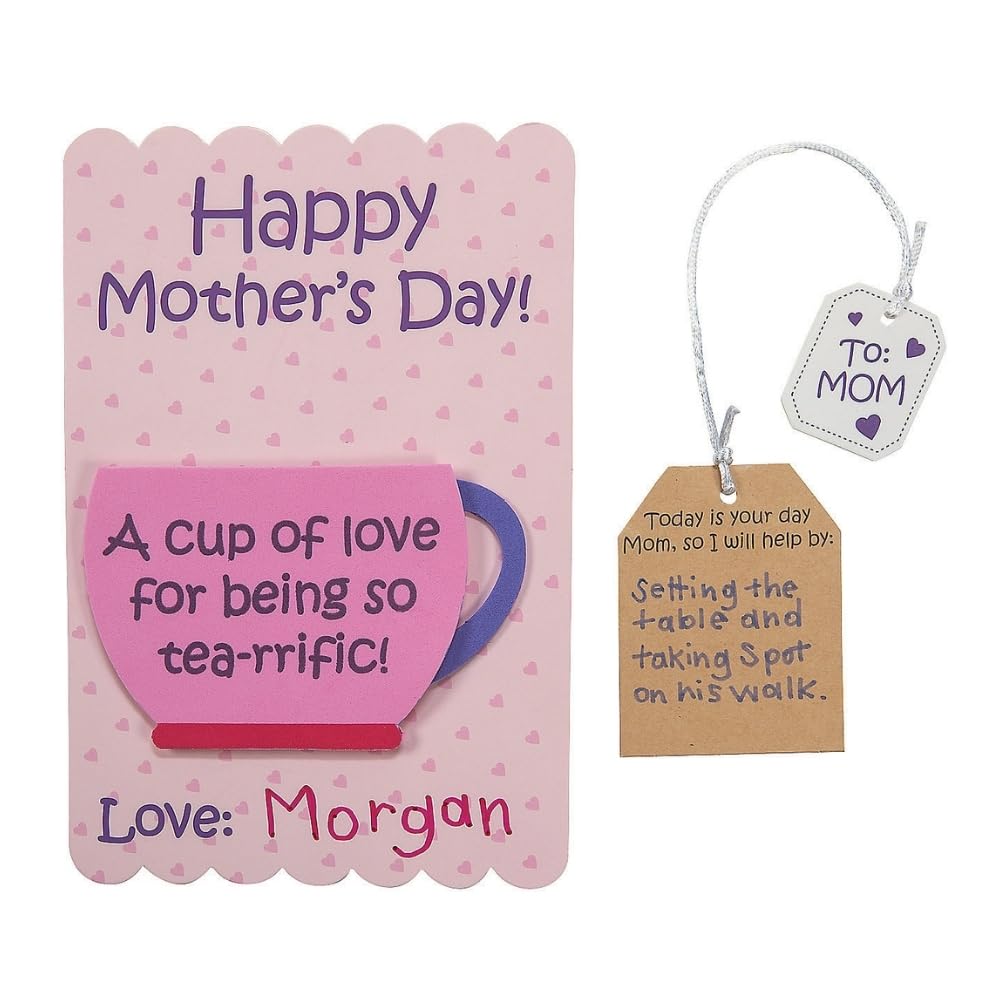 Mother's Day Tea Cup of Love Card Craft Kit (Makes 12) Crafts for Kids and Fun Home Activities