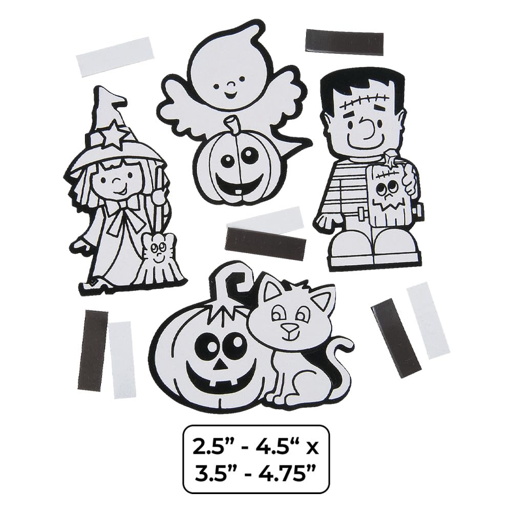 Color Your Own Fuzzy Halloween Magnets -50 Pc - Crafts for Kids and Fun Home Activities