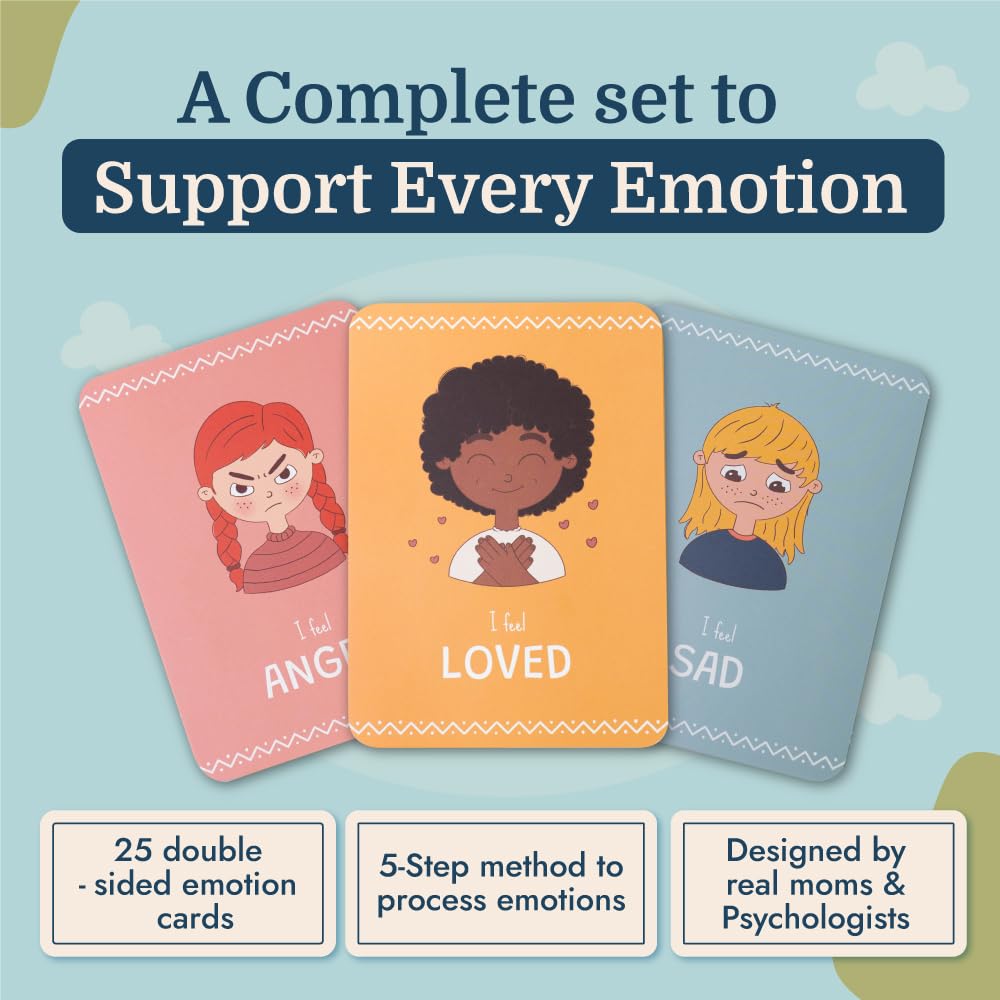Samma Sati Emotion Flashcards for Toddlers, 25 Feelings Cards, Ages 2-8