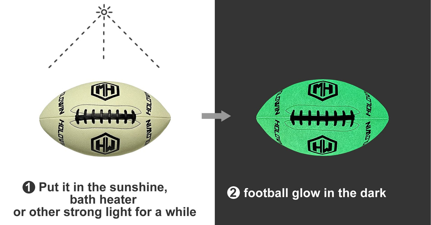 HW HOLOWIN Glow in The Dark Football Size 9 Indoor Outdoor Night Game