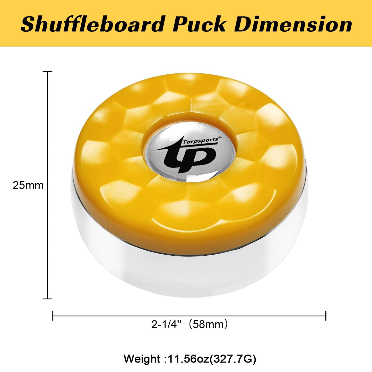 TORPSPORTS (Dia.58mm)2-1/4'' Shuffleboard Pucks, Matt surface Set of 8 Orange/Black