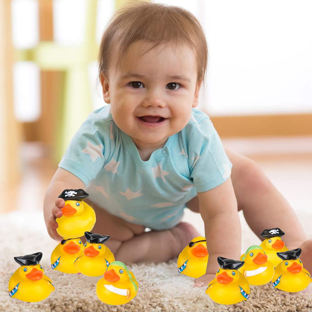 ArtCreativity 12 Pcs Pirate Rubber Ducks - 2 Inch Pirate Ducks for Jeeps, Pirate Party Favors & Decorations, Cute Rubber Ducks Pirate Toys for Bath