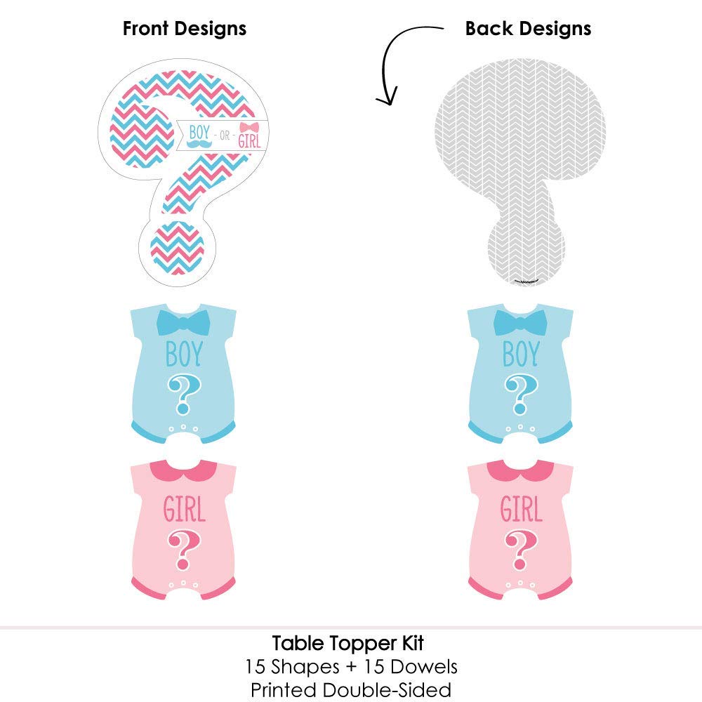 Big Dot of Happiness Chevron Gender Reveal - Gender Reveal Party Centerpiece Sticks - Table Toppers - Set of 15