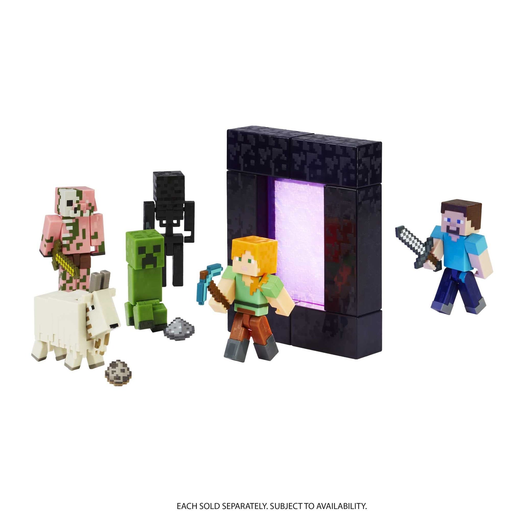 Minecraft Alex Action Figure, 3.25-in, with 1 Build-a-Portal Piece & 1 Accessory, Building Toy Inspired by Video Game, Collectible Gift for Fans