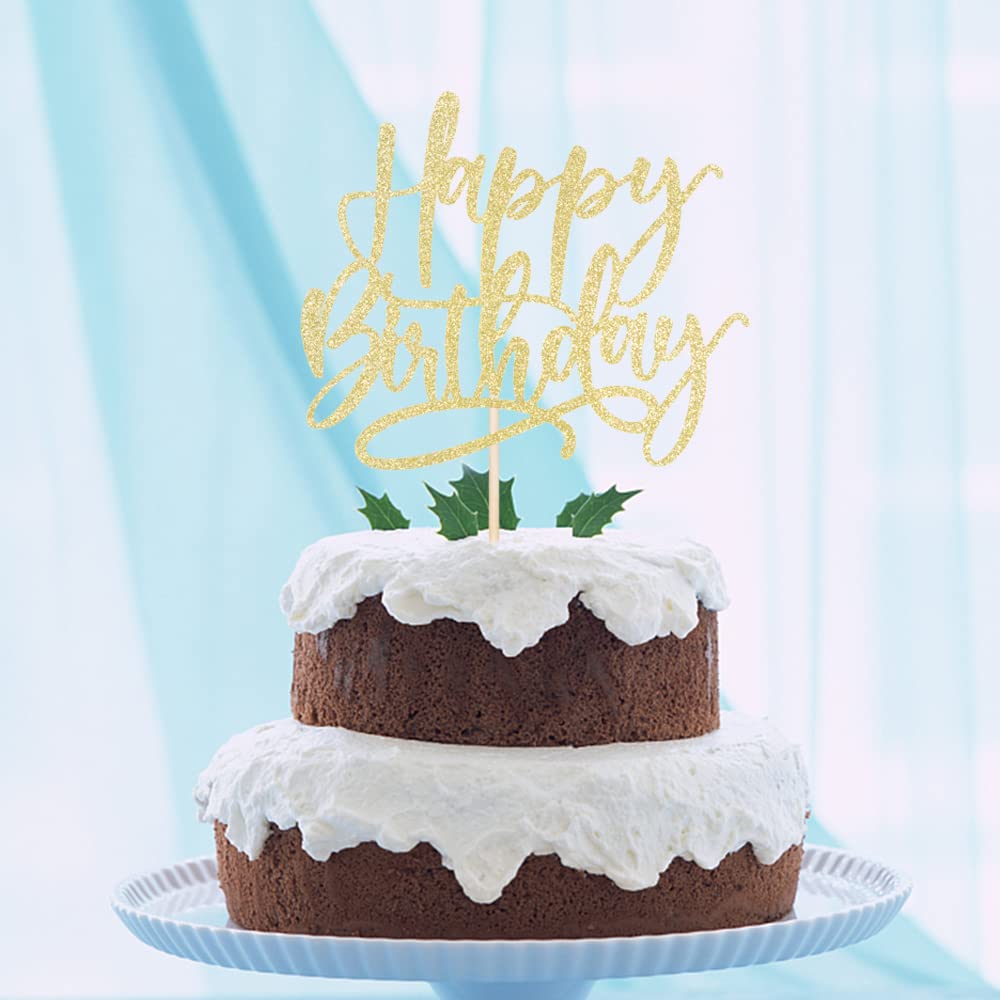 Kaoenla Happy Birthday Cake Topper-handwork Golden happy birthday cake Decor,Birthday/Anniversary cakes Selected decorative