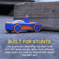 Spinz Race Car with Flying Disc Launcher, Pull Back Bumper Toy Racer, Kids, Boys, Girls Gift, Red & Blue, Ages 3+