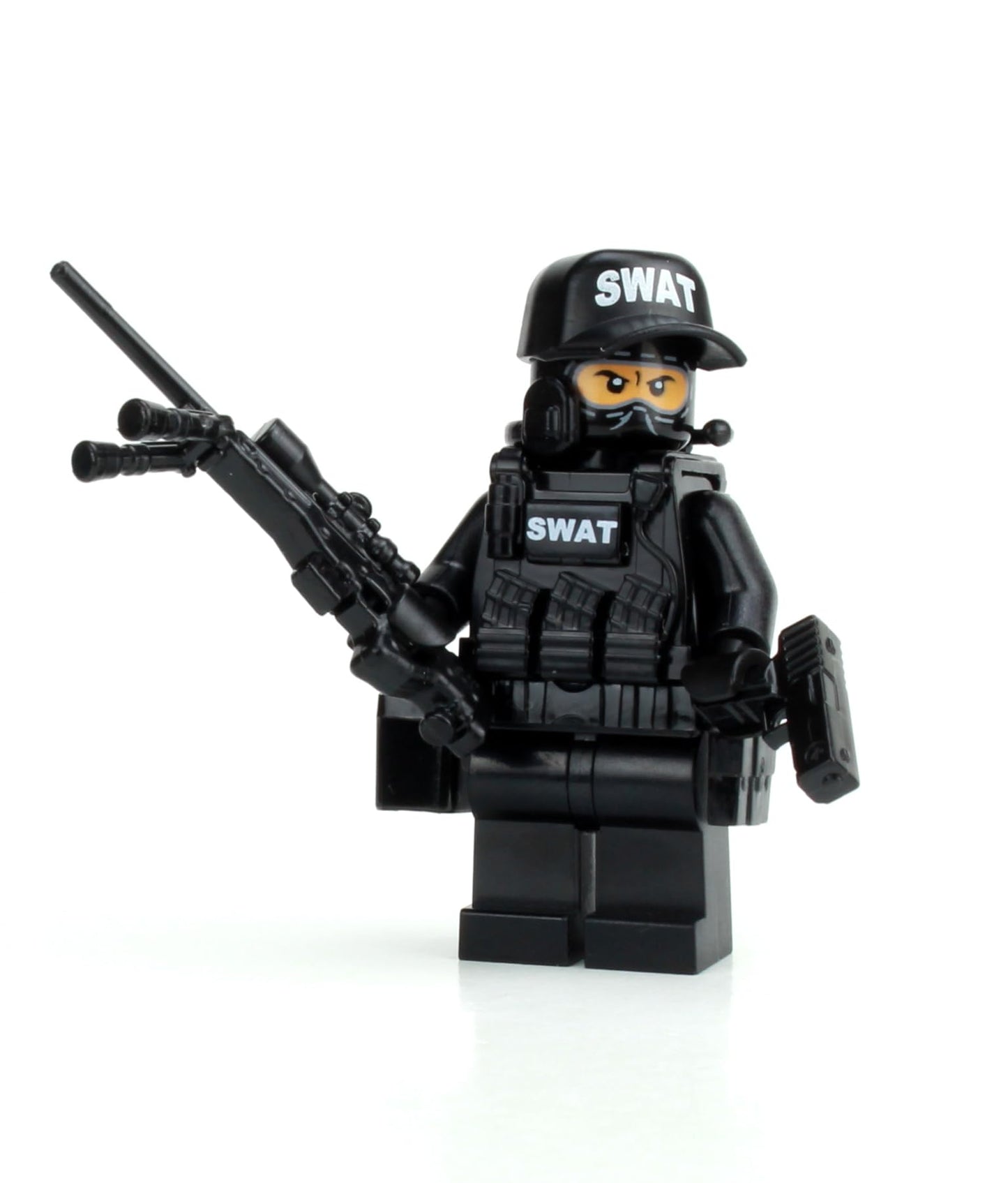 Battle Brick 1.6 Inches Tall Police SWAT Team Sniper Collectible Custom Minifigure | Genuine Police Minifig | Head Printed in the USA | Great Gift