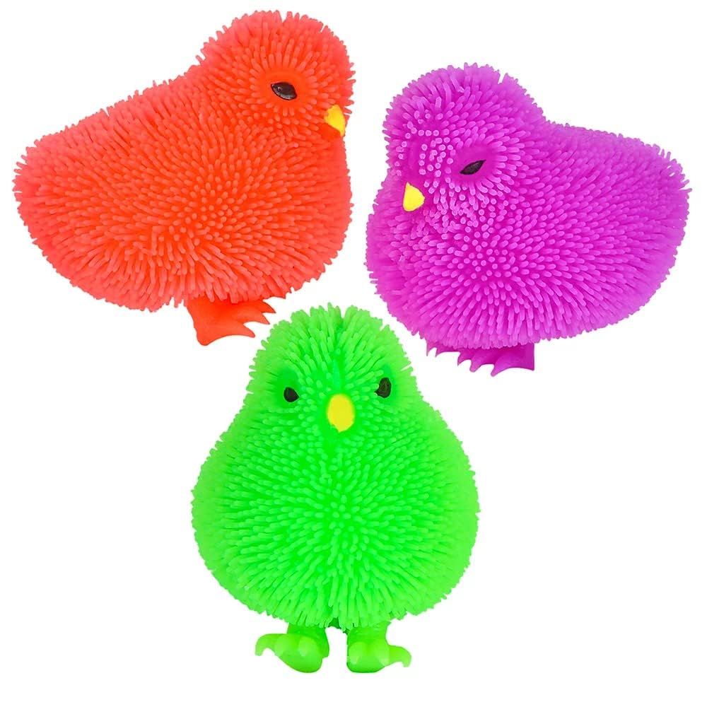 The Dreidel Company 12-Count Chicken Puffer Rubber Duck Toy Duckies for Kids, Stress Reliever Toy for Kids, Bath Ducky, Birthdays, Baby Showers