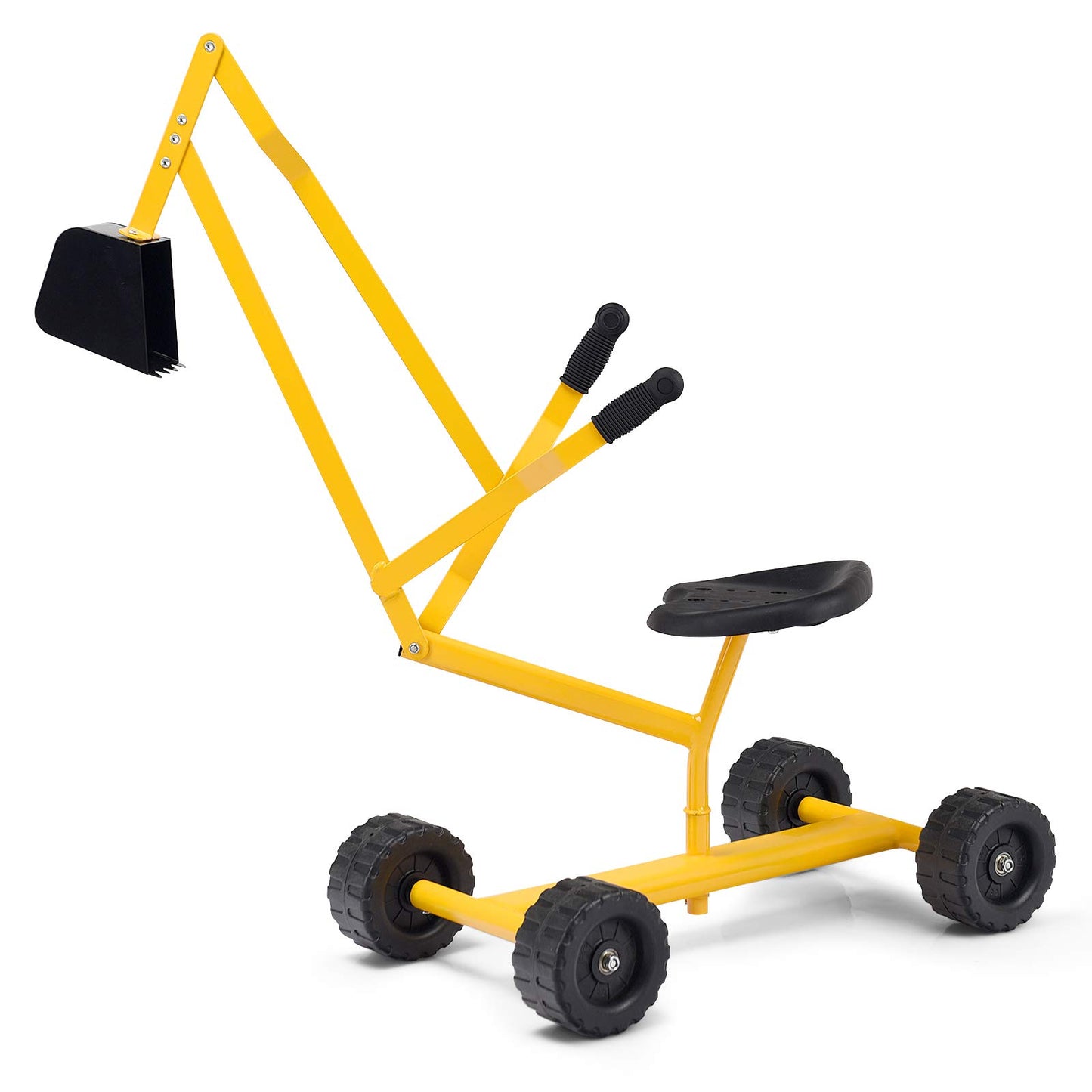 HONEY JOY Ride on Sand Digger, Metal Sit on Crane Sandbox Digger Toy with Seat & Handle, Toddlers Excavator Ride on Toy for Backyard, 4 Wheeler Kids