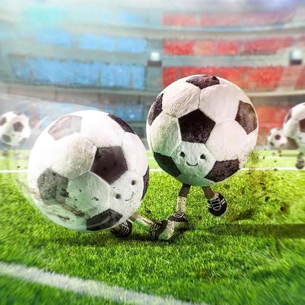 XIYUAN 13.7inch Football Plush Toys Soft Stuffed Sports Plush Balls Cute Fun American Soccer Doll Toys with feet Creative Football Spherical Decor