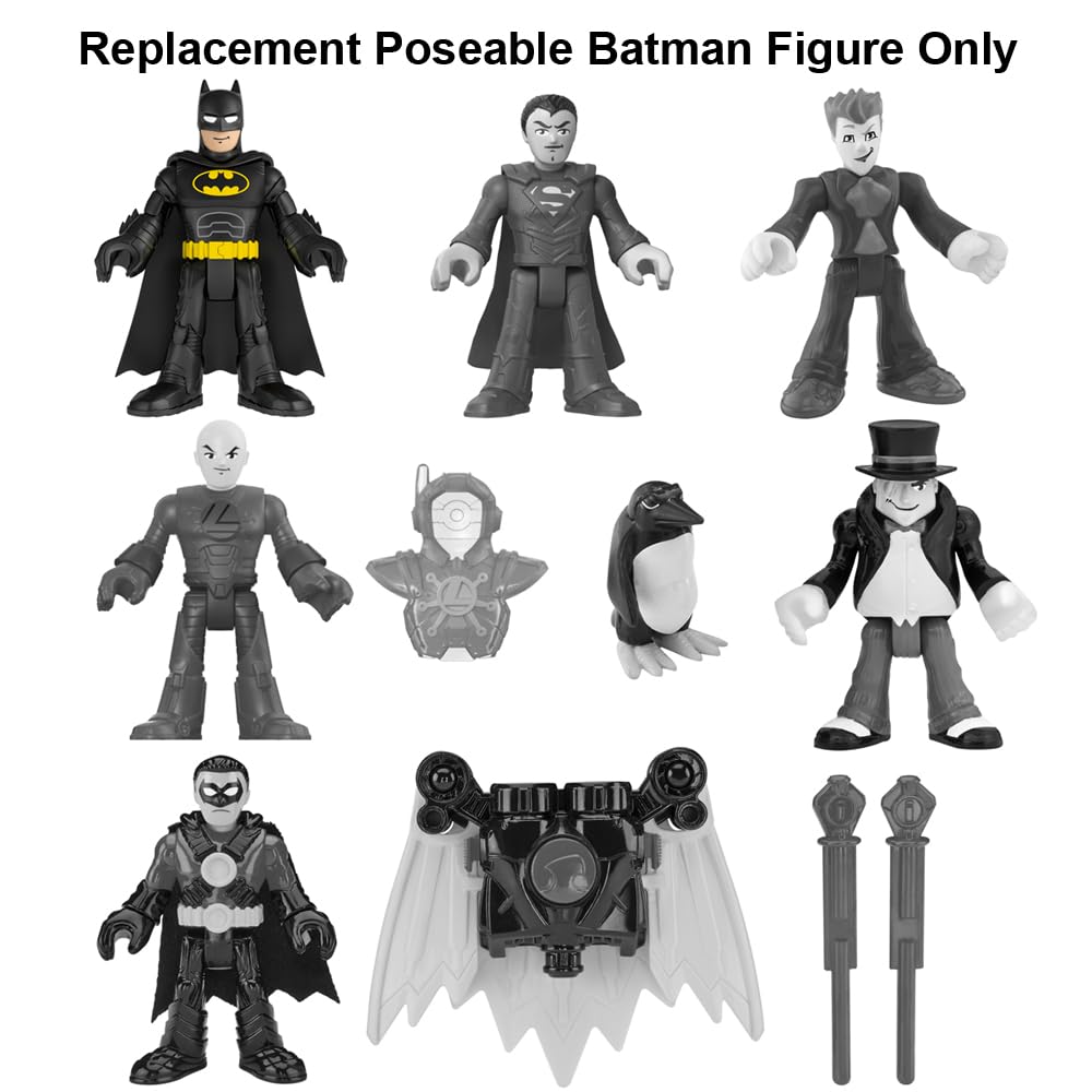 Mattel Replacement Part for Imaginext Deluxe Figure Pack Playset - GWX46 ~ Replacement Poseable Batman Figure ~ Wearing Black Suit and Cape