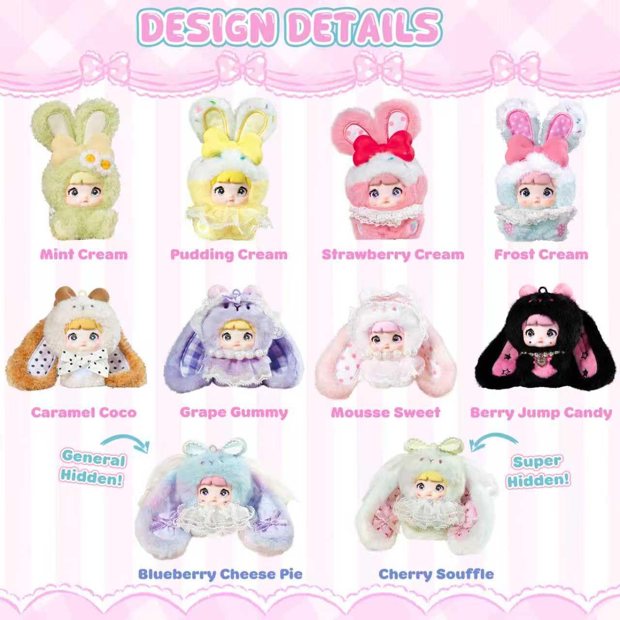 Mckkymi Plush Blind Box,Nommi Baby Sweetheart Bunny Series Stuffed Blind Box Doll 1PC,Kawaii Mystery Vinyl Plush Toys Collectible for Birthday