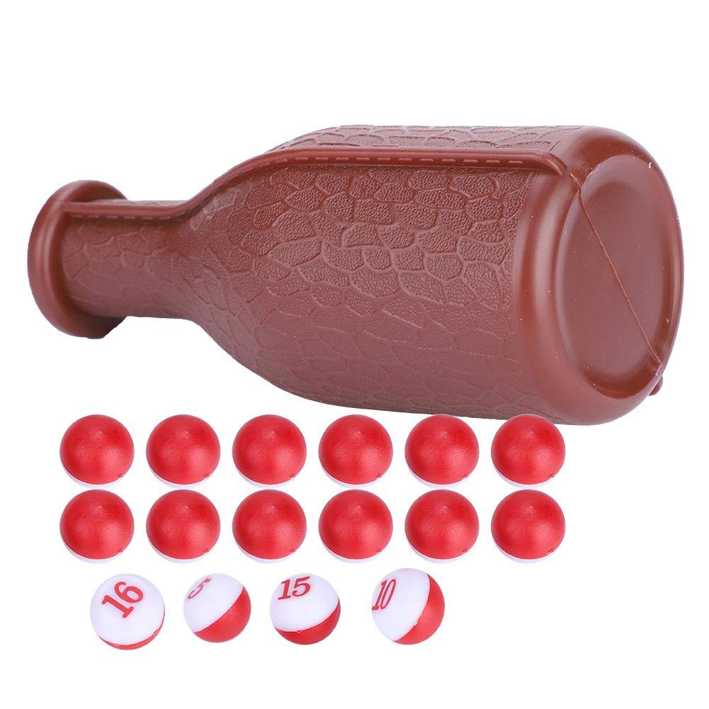 Huairdum Billiard Dice Bottle with 16 Numbered Tally Balls, Brown Rubber Sphere Dice for Pea Pool