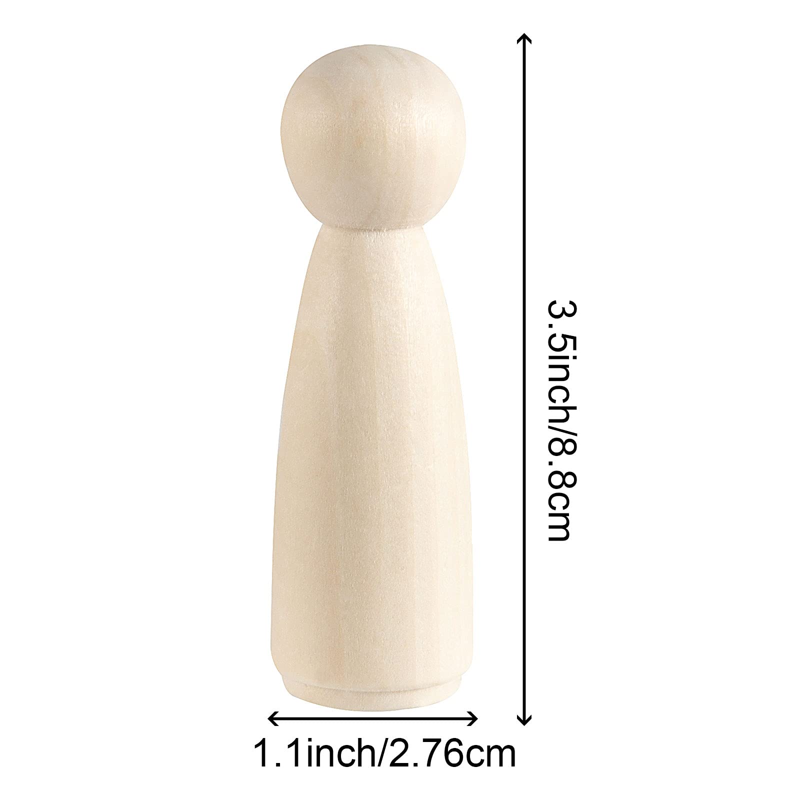 HOIGON 30 PCS 3.5 Inch Wooden Peg Dolls, 90mm Unfinished Angel Girl Wooden Peg Doll People for Crafts, Wedding, Cake Toppers, Painting, Decor
